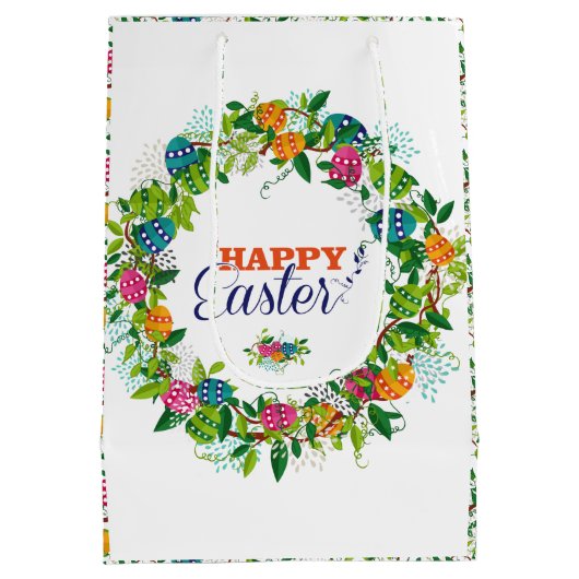 Fröhliche Osterfarbene Blume & Eierkleider Mittlere Geschenktüte (Rückseite)