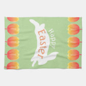 Fröhliche Osterfarbene Tulpen & Kaninchen Handtuch (Horizontal)