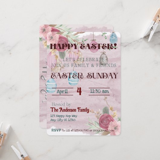 Fröhliche Osterfeier Einladung (Vorderseite/Rückseite Beispiel)