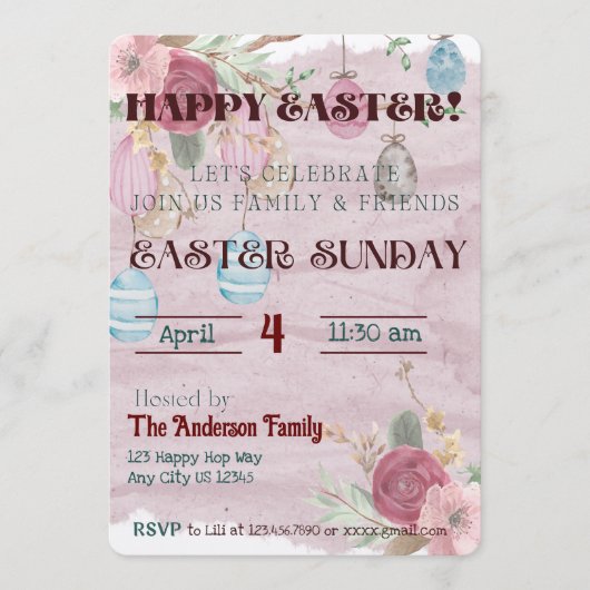 Fröhliche Osterfeier Einladung (Vorderseite)