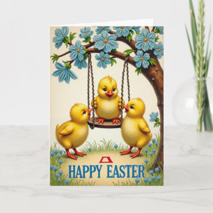 Fröhliche Ostergeschwister Szene Karte