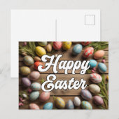 Fröhliche Ostergestecke & Eier Collage Postkarte (Vorne/Hinten)
