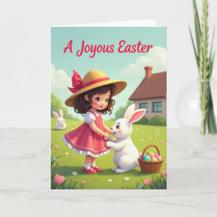 Fröhliche Osterhase-Mädchen-Karte Karte