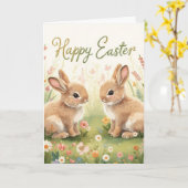 Fröhliche Osterhasen Karte (Gelbe Blume)