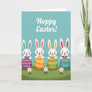 Fröhliche Osterhasen-Osterei-Karte Karte