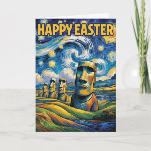 Fröhliche Osterinsel-Moai-Grußkarte Karte