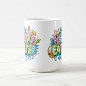 Fröhliche Osterkunst mit Hasenohren und Blumen Kaffeetasse (Mittel)