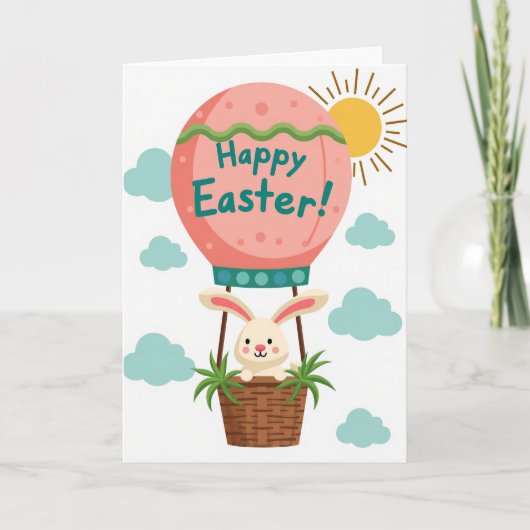 Fröhliche Ostern Ballonfahrt Karte (Vorderseite)