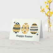 Fröhliche Ostern Bemalte Eier   Karte (Gelbe Blume)