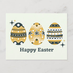 Fröhliche Ostern bemalte Eier  Postkarte