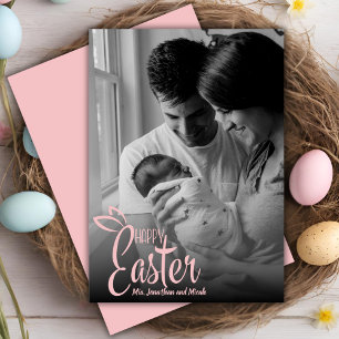 Fröhliche Ostern Dekorative Pink Schrift individue Feiertagskarte
