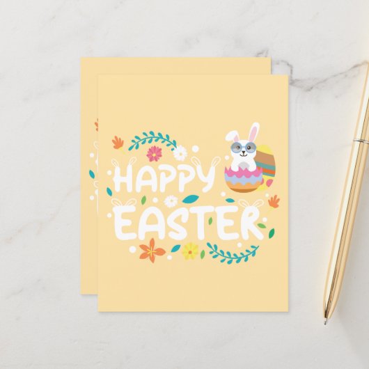 Fröhliche Ostern, Eier, Bunny & Blume Geschäften (Vorderseite/Rückseite Beispiel)