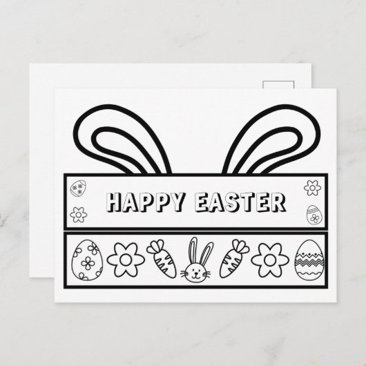 Fröhliche Ostern - farbenfrohe Postkarte für Kinde (Vorne/Hinten)