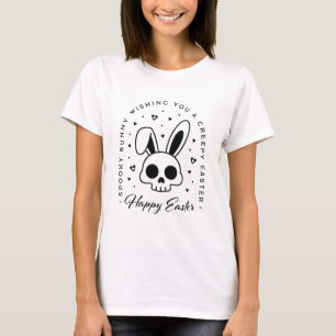 Fröhliche Ostern gruselige Wünsche gruseliger Hase T-Shirt