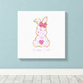 Fröhliche Ostern Häschen Mädchen Ostern Frauen Ros Leinwanddruck (Insitu (Holzboden))