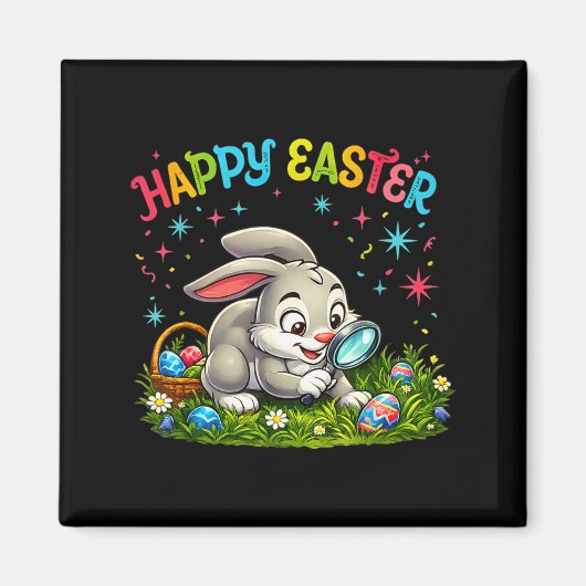 Fröhliche Ostern Hase Ei-Suche Kinder Frühling Magnet (Vorne)