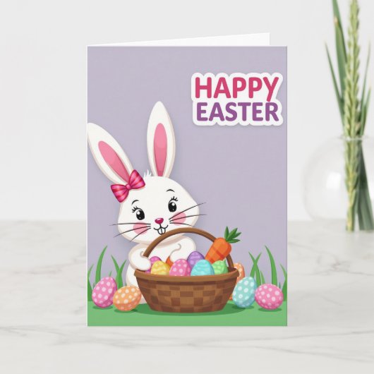 Fröhliche Ostern Hasen Ei Karte (Vorderseite)