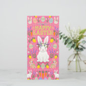 Fröhliche Ostern Hasen Karte (Stehend Vorderseite)