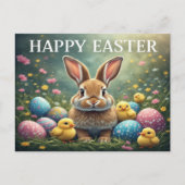 Fröhliche Ostern Hasen Postkarte (Vorderseite)