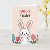 Fröhliche Ostern Hasen Spaß Karte (Gelbe Blume)