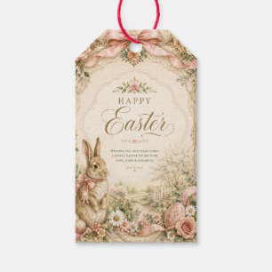 Fröhliche Ostern Hasenkarte, Vintage Floral Kaninc Geschenkanhänger
