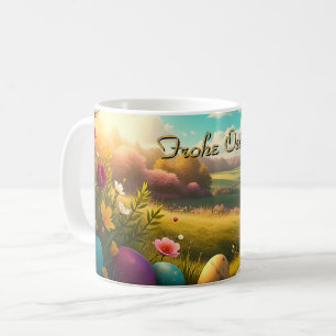 Fröhliche Ostern in einer Frühlingslandschaft is a Kaffeetasse