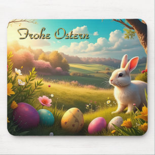 Fröhliche Ostern in einer Frühlingslandschaft Mousepad