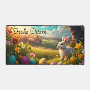 Fröhliche Ostern in einer Frühlingslandschaft Schreibtischunterlage