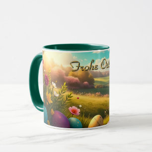 Fröhliche Ostern in einer Frühlingslandschaft Tasse