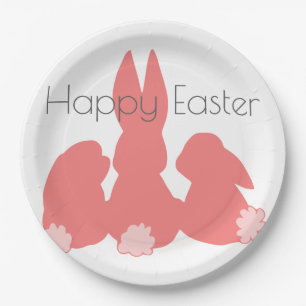 Fröhliche Ostern - korallenroter Pappteller
