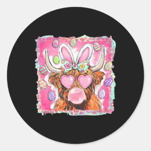 Fröhliche Ostern Kuh Bunny Ohren Bubblegum Rosa Mä Runder Aufkleber