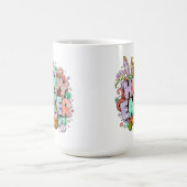 Fröhliche Ostern-Kunst mit Hasenohren und Blumen Kaffeetasse (Mittel)