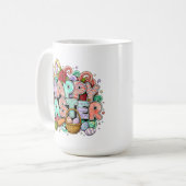 Fröhliche Ostern-Kunst mit Hasenohren und Blumen Kaffeetasse (Vorderseite Links)
