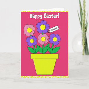 Fröhliche Ostern Lehrer Blumenkarte Karte