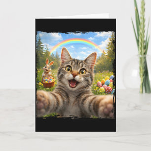 Fröhliche Ostern Lustige Katze Selfie Mit Osterhas Karte