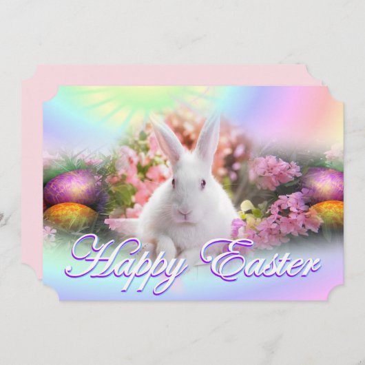 Fröhliche Ostern mit Häschen Einladung (Vorne/Hinten)