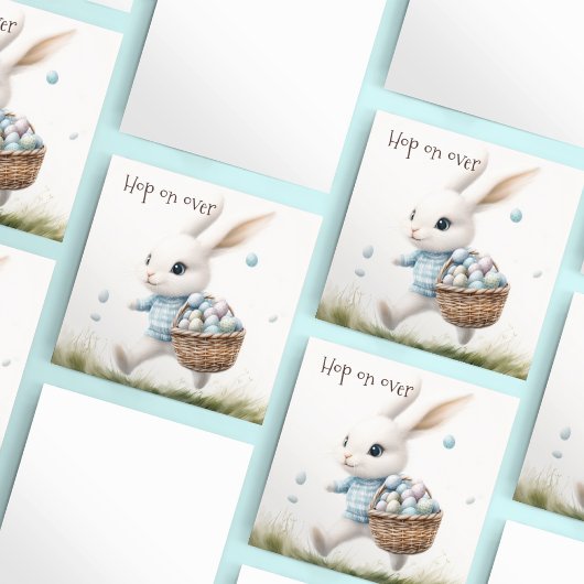 Fröhliche Ostern, Osterhasen mit Eiern Einladung