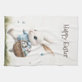 Fröhliche Ostern, Osterhasen mit Eiern Geschirrtuch (Horizontal)