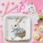 Fröhliche Ostern, Osterhasen mit Eiern Pappteller (Party)