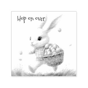 Fröhliche Ostern, Osterhasen mit Eiern Permastempel