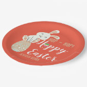 Fröhliche Ostern, Osterhasen, niedliche Familie Pappteller (Schrägansicht)