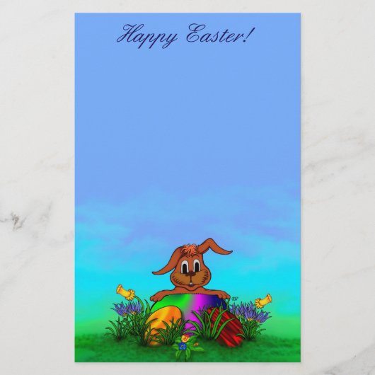 Fröhliche Ostern! Ostern-Kaninchen Briefpapier (Vorderseite)