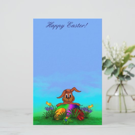 Fröhliche Ostern! Ostern-Kaninchen Briefpapier (Stehend Vorderseite)