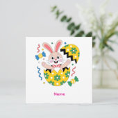 Fröhliche Ostern Party Hase heraus springend Einladung (Stehend Vorderseite)