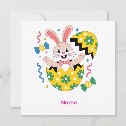 Fröhliche Ostern Party Hase heraus springend Einladung (Vorderseite)