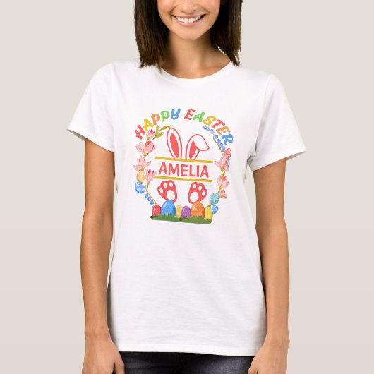 Fröhliche Ostern Personalisiert T-Shirt (Vorderseite)