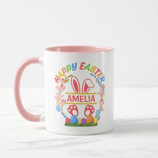 Fröhliche Ostern Personalisiert  Tasse (Links)
