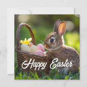 Fröhliche Ostern Postkarte – Süßer Hase 