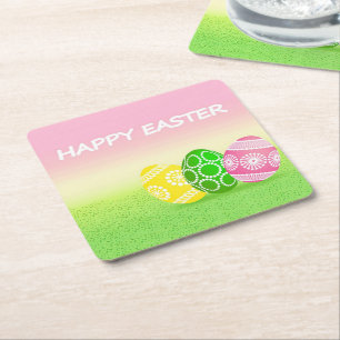 Fröhliche Ostern Rechteckiger Pappuntersetzer