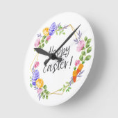 Fröhliche Ostern Runde Wanduhr (Winkel)